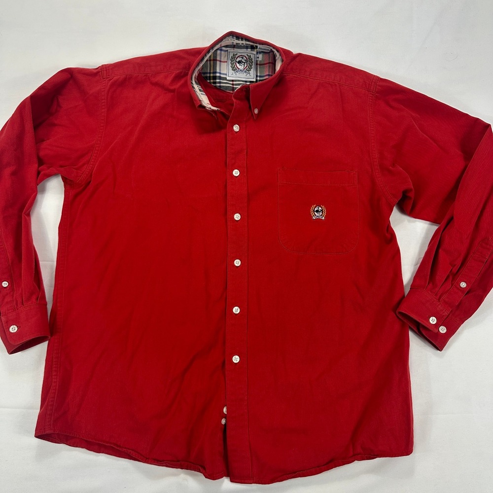 Cinch‎ Western Button Down Shirt Red Solid Cotton Long Sleeve Cowboy Fit M
